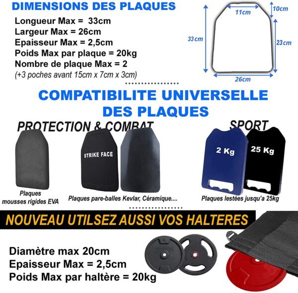 Gilet lesté Gilet Tactique Airsoft Gilet Tactique Police Gilet Pare-Balles Gilet Nerf Gilet Tactique Gendarmerie INCLUS 2 PLAQUES EN MOUSSE Housse Gilet Pare Balle Equipement Paintball Ciras Chest rig