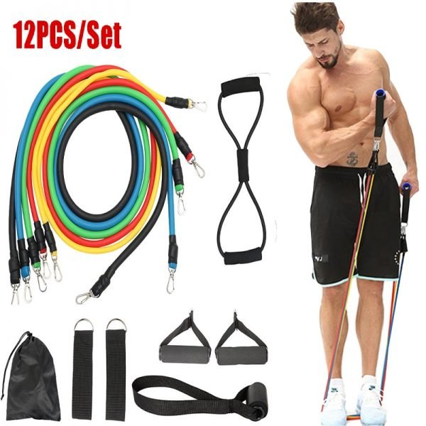 12pc fitness resistance bands set elastic bodybuilding resistant resistance bands sport rubber bands fitness expander