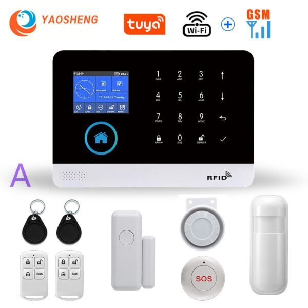 Wireless WIFI GSM Home Security Alarm System For Tuya Smart Life APP With Motion Sensor Gift SOS Compatible With Alexa & Google