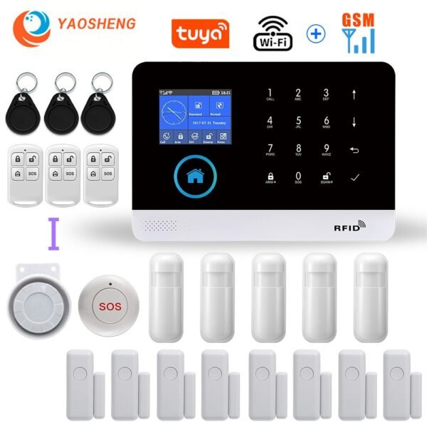 Wireless WIFI GSM Home Security Alarm System For Tuya Smart Life APP With Motion Sensor Gift SOS Compatible With Alexa & Google