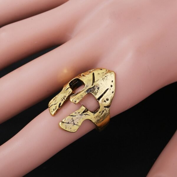 Retro Warrior Ring Spartan Mask Men's Rock Helmet Ring Exaggerated Jewelry Gold Silver Color Ring Gift