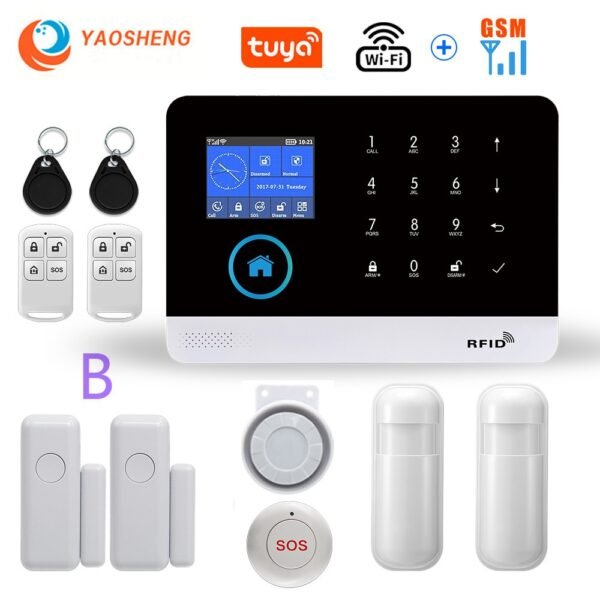 Wireless WIFI GSM Home Security Alarm System For Tuya Smart Life APP With Motion Sensor Gift SOS Compatible With Alexa & Google