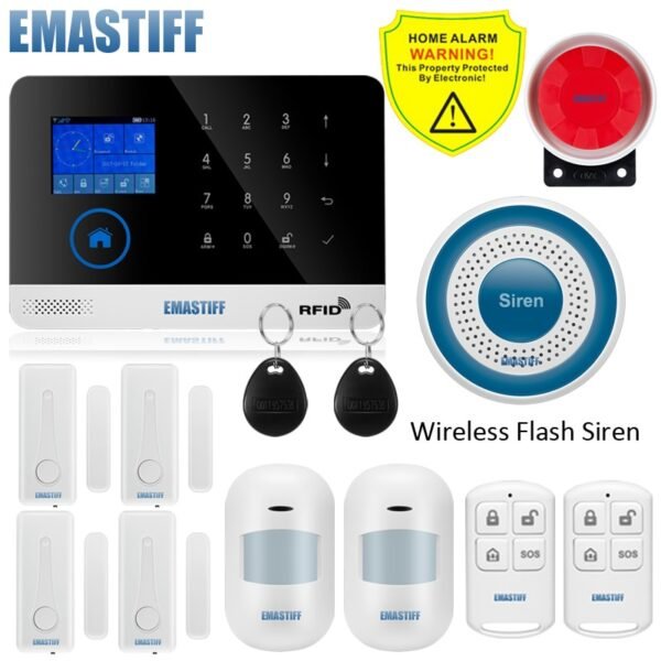 Wireless SIM GSM Home RFID Burglar Security LCD Touch Keyboard WIFI GSM Alarm System Sensor kit English,Russian,Spanish Voice