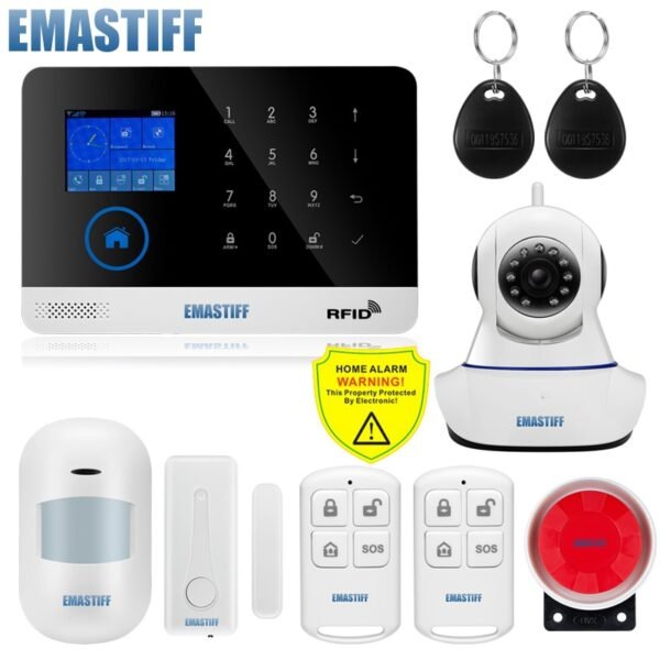 Wireless SIM GSM Home RFID Burglar Security LCD Touch Keyboard WIFI GSM Alarm System Sensor kit English,Russian,Spanish Voice