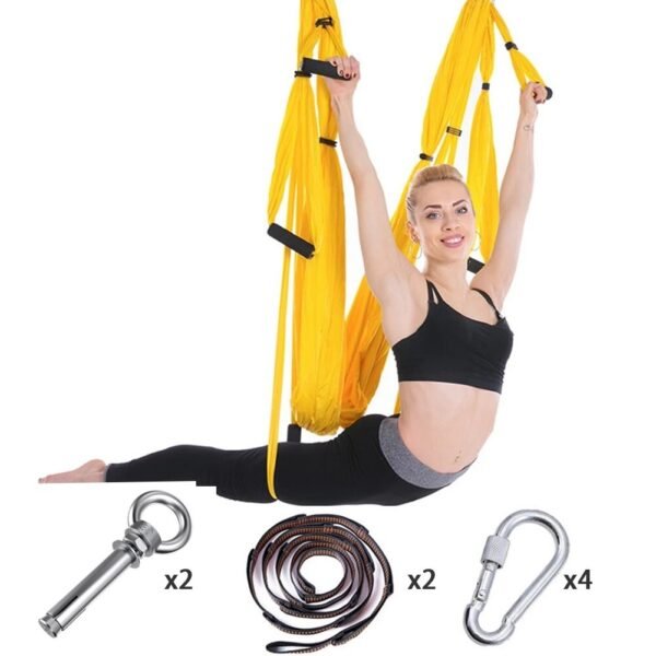 Nylon Yoga Hammock Set Pilates Body Shaping Exercises Device Aerial Yoga Hanging Belt Inversion Trapeze for Cement Ceiling