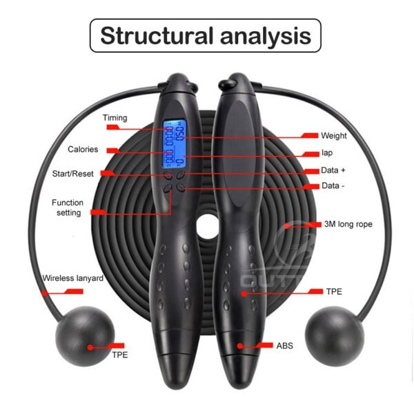 Outtobe Smart Jump Rope Fitness Sport Skipping Ropes with Anti-Slip Hand Grip with Anti-Slip Hand Grip with LCD Screen Showing