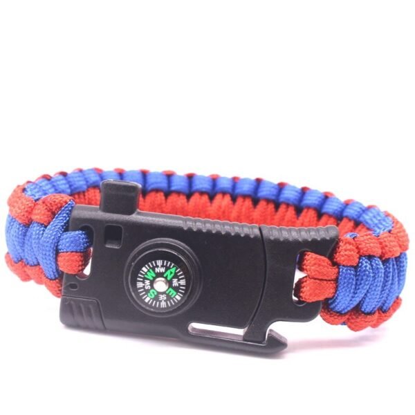 Outdoor Survival Bracelet Men Women Braided Paracord Multi-function Camping Rescue Emergency Rope Bangles Compass Whistle Knife