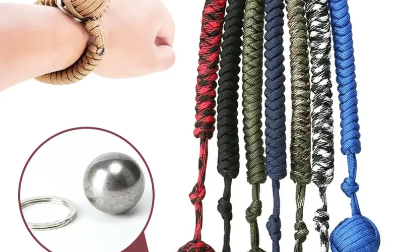 Porte-clé de Protection en plein air, boule en acier pour filles, porte-clé d'auto-défense, lanière de survie, fenêtres cassées